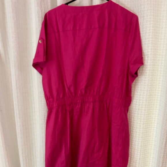 NWT H by Halston Cuff Sleeve Button Dress | Bright Rose XXL - Picture 5 of 7